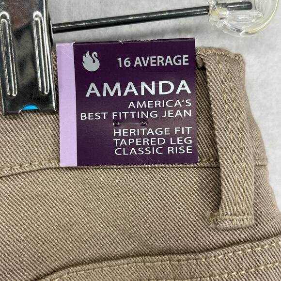 GLORIA VANDERBILT Jeans 16 Amanda Tapered Heritage Fit Stretch Twill Brown NEW - Picture 8 of 15